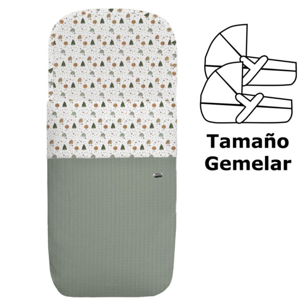 Saco para Capazo Gemelar Sicilia roma verde villela estampada